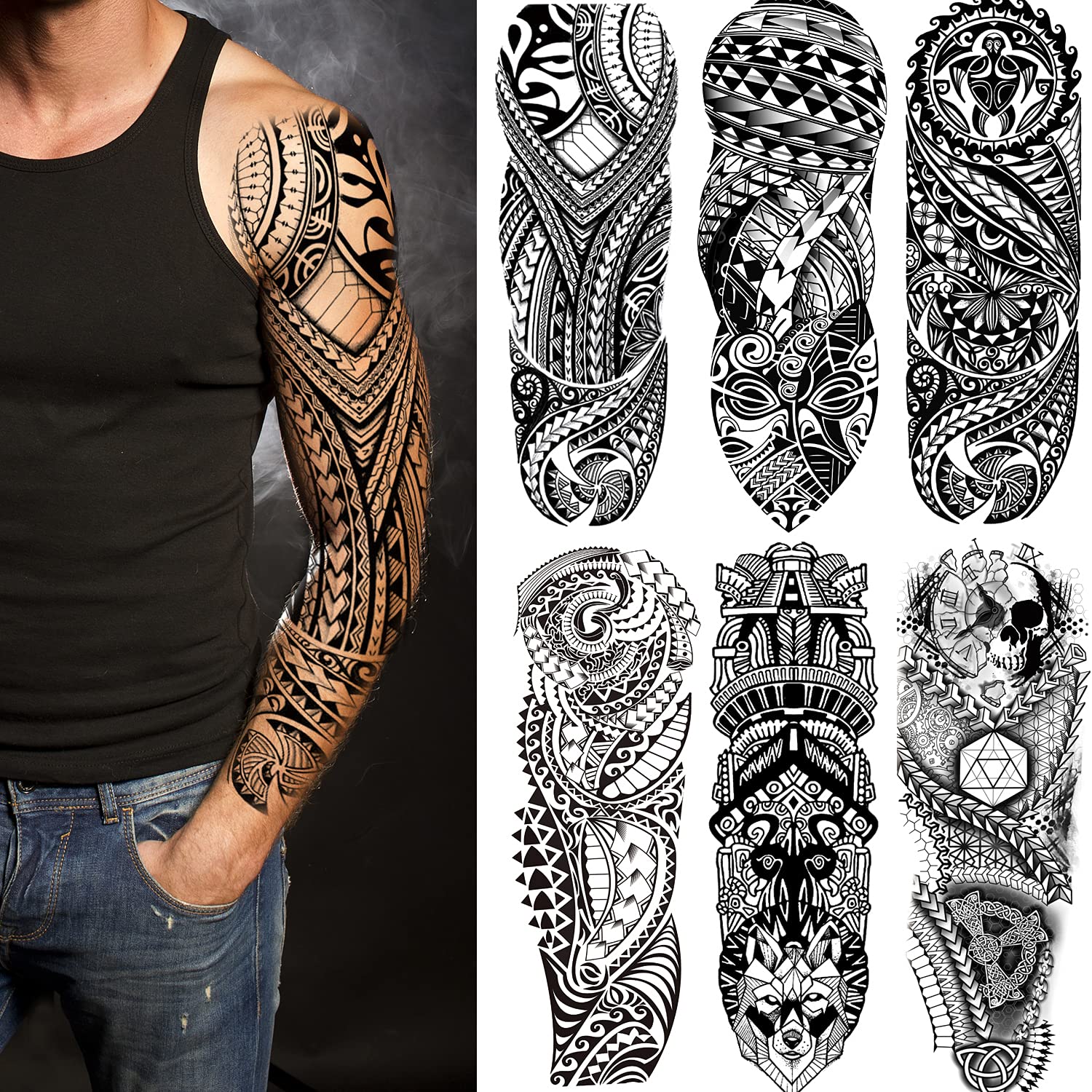 Tatuajes de manga tribal Duraderos, falsos y listos para festivales - Main Image