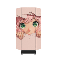 Afficheur LED publicitaire numérique pliable double face à trois LED, écran LED pliable pour affichage intérieur
