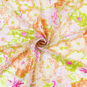 Mehrfarbige Blumen Hochglänzender Luxus-Netzstoff mit Schwerer Paillettenstickerei als Meterware für Abendkleider und Brautkleider - Product Image 2