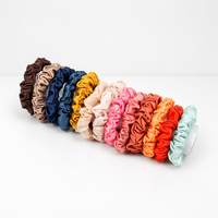 Vente Chaude : Élastiques à Cheveux et Chouchous en Satin pour Femmes et Filles, Couleur Unie, Style Américain