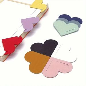 In-stock Heart Shape <b>Bookmark</b> Cute Student Corner Page Clip Eco-Friendly PU Leather Heart <b>Bookmark</b> Mixed Colors-Thank You Gift - Product Image 1
