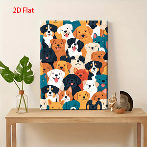 Penjualan laris Diytree merek lukisan dekoratif seni grafis tema hewan peliharaan potret anjing lucu warna-warni untuk ruang tamu anak-anak - Product Image 4