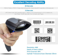 Pemindai Kode QR Portabel Netum W8-X, Pemindai Barcode 2D Nirkabel dan Berkabel