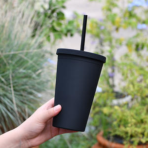 2023 Venta caliente 22oz/16oz tazas simples de color sólido con tapas y vasos de pajita tazas de sublimación rectas de plástico de doble pared - Product Image 3