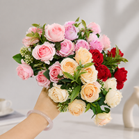 YM Meilleures ventes : Bouquet de 10 roses artificielles réalistes en soie pour bouquet de mariée et décoration de fête - Fournisseur