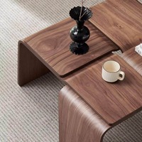 Salon moderne de style médiéval en noyer noir avec table basse haut de gamme