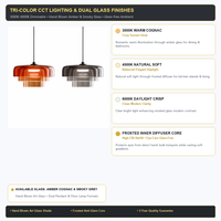 Lampe suspendue moderne à abat-jour en dôme à plusieurs niveaux avec finition plaquée pour îlot de cuisine, salle à manger, salon, décoration d'espace de vie