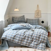 Ensemble de literie pour dortoir en coton 100% pur, 4 pièces, style nordique, couleur unie, motif géométrique, lavé, toutes saisons, personnalisable