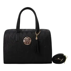 Sac à main de luxe pour femme Fana Luciana, noir, imprimé Saffiano, fermeture à glissière, deux poignées, décor diamant, grande capacité - Product Image 1