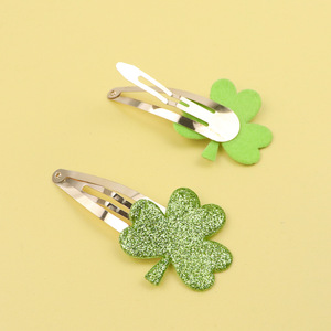St Patricks Day Shamrock Hair Accessories Green Sequin <b>Bow</b> Headband Clover Hair <b>Clips</b> For Party Costume - Product Image 4