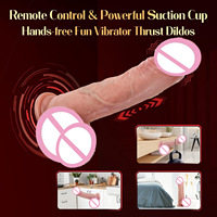 Machine sexuelle automatique rétractable réaliste pour masturbation féminine, avec dildo vibrant à poussée et télécommande 10 fréquences
