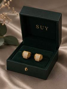 Orecchini Pendenti Geometrici Placcati in Oro 22k con Cristalli e Strass, Gioielli da Sposa per Donne - Product Image 3