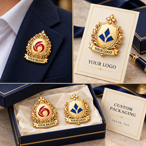 Custom Ornate 3D Logo Hard Enamel <b>Pins</b> Gold Plated Corporate Crest Lapel Badges OEM ODM Manufacturer OEM ODM - Product Image 3