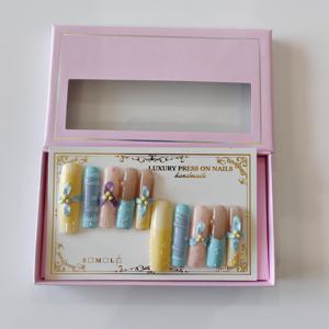 Nuevo diseño 2025 púrpura lujo prensa en las <span class=keywords><strong>uñas</strong></span> para fiesta Club largo cuadrado hecho a mano acrílico falso <span class=keywords><strong>uñas</strong></span> postizas - Product Image 4