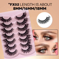 Nouveau lot de 7 faux cils réalistes bouclés épais de style européen et américain, en une seule pièce, vente en gros