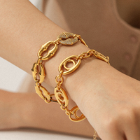 H&C Bijoux en Acier Inoxydable Vente en Gros Bracelets Chaîne Maillons Plaqué Or 18K pour Femme, Tendance et Personnalisés, avec Zircon, Accessoires Féminins
