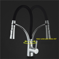 Robinet de cuisine moderne haut de gamme en laiton à poignée unique, avec bec flexible en caoutchouc, pulvérisateur extractible pivotant à 360°, cartouche céramique, eau chaude/froide pour évier