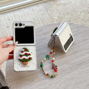 شجرة عيد الميلاد ثلاثية الأبعاد لسامسونج جالاكسي Zflip 6 مع سوار المعصم غطاء جلدي واقي الوجه لـ OPPO شاومي هاواوي - Product Image 6