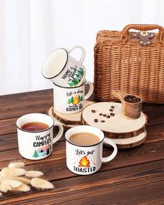 Custom Logo Printed Sublimation Metal Enamel <b>Camping</b> Coffee Mug Tea <b>Cup</b> With Handle - Product Image 1
