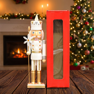<span class=keywords><strong>Casse</strong></span>-<span class=keywords><strong>noisette</strong></span> en bois élégant blanc et or de 36 cm avec sceptre flocon de neige et couronne ornée de bijoux - Product Image 1
