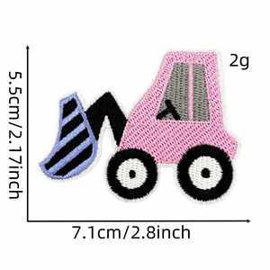 Parche Bordado NODA Estilo Semáforo Rosa, Vehículo de Ingeniería, Stop Go, para Decoración de Bolsas de Tela - Product Image 4