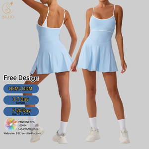 Ropa deportiva de alta calidad MOQ bajo Pedidos a granel Vestidos de yoga al aire libre Entrenamiento Venta al por mayor Pantalones cortos forrados de una pieza Vestido DE TENIS Mujer - Product Image 2