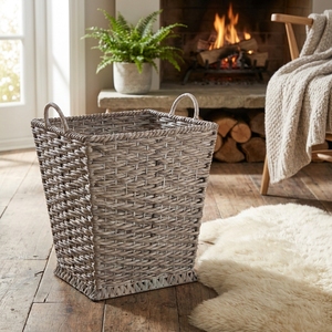 Rectangular Woven Storage <b>Basket</b> with Handles Handmade <b>Laundry</b> Hamper for Bedroom Bathroom Living Room Organizer - Product Image 5