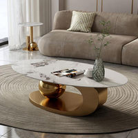 Table basse convertible, extensible, mobile, petite, moderne, en fer et acier, avec plateau en pierre, pliable, de luxe, pour salon, chambre, maison