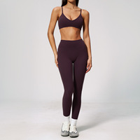 Nouvel ensemble de yoga tendance uni, taille haute, effet push-up, 2 pièces, anti-transpiration, pour activités sportives en extérieur, fitness, course et gym