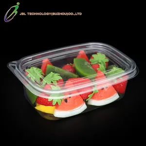 Recipiente de alimentos PET transparente para pastelaria PET, caixa de plástico descartável retangular para embalagem de salada de frutas, para doces