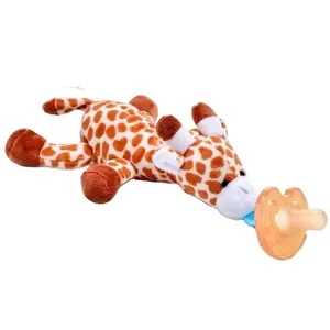 Chupeta do anel do silicone do bebê com animal brinquedo do luxuoso chupetas do brinquedo com tampa