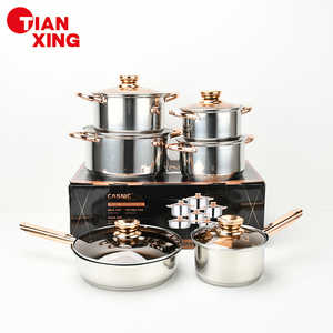 Tianxing 12-Mảnh Thép Không Gỉ Nấu Ăn Đặt Đồ Dùng Nhà Bếp Nồi Và Chảo Cho Bếp <span class=keywords><strong>Gas</strong></span> Soong Nồi Đồ Nấu Nướng Cho Nhà Sử Dụng - Product Image 6
