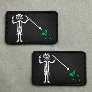 Tela blanca <span class=keywords><strong>DR</strong></span>.RICK bordado patrón divertido etiqueta de tela persona foto parche cosido bolso de hombro sombrero cosido - Product Image 1