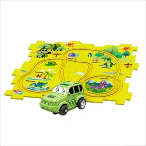 Funny Land Series Plastic DIY Puzzle Tracks Battery Operate Electric Rail Car Toy puzzle game toy for kids
