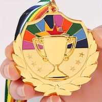 Trophées, médailles et plaques vierges avec logo, médailles en métal plaqué or, argent, bronze avec ruban en nylon coloré, médailles de finisseur personnalisées