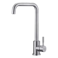 Robinet de cuisine monocommande FEIDU en acier inoxydable brossé, chaud/froid, avec tuyau coudé en forme de sept et cartouche céramique thermostatique