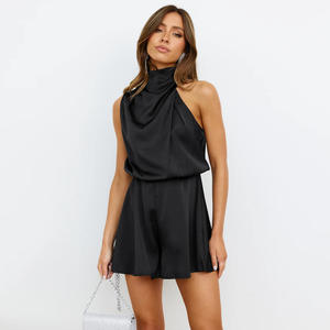 Mono corto de mujer con volantes, sexy, sin espalda, de cintura alta, con mangas de mariposa, informal, de verano, Ropa Mujer - Product Image 1