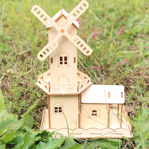 OKYN-Y2564 ชุดประกอบกังหันลมไม้แบบ DIY พร้อมไฟ ของเล่นวิทยาศาสตร์เพื่อการศึกษา ขับเคลื่อนด้วยไฟฟ้า - Product Image 6