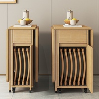 Ensemble de table à manger pliante en bois massif avec 6 chaises, mobilier de salle à manger moderne multifonctionnel et écologique