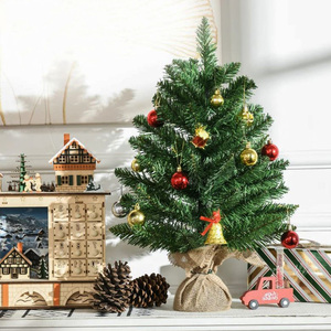 Artificial <b>Tabletop</b> Christmas <b>Tree</b> 45 Cm Green PVC Fir With Jute Base Realistic Effect - Product Image 6