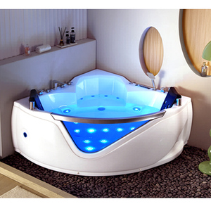 <span class=keywords><strong>Vasca</strong></span> da Bagno Angolare Bianca per Due Persone Spa Idromassaggio Freestanding a Immersione con Getti e Mulinelli/ per Adulti - Product Image 1