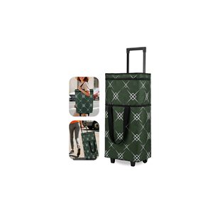 Custom Printed Logo Large Capacity Collapsible Trolley <b>Foldable</b> Shopping <b>Cart</b> with Wheels Reusable Grocery Tote Bags - Product Image 1