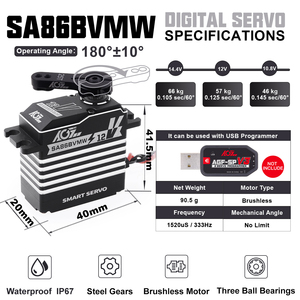 AGFRC SA86BVMW Mô Men Xoắn Cao 60KG 12V Động Cơ Servo Không Chổi Than Chống Nước Thông Minh Servo Lập Trình Kỹ Thuật Số Cho Xe Đua Điều Khiển Từ Xa - Product Image 4