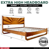 Cama de Plataforma de Madera Maciza Resistente al Agua con Cabecera Art Deco con Diseño de Atardecer Dorado para Dormitorio OEM/ODM