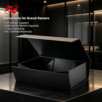 Boîtes d'emballage en papier mat pliable en carton rigide recyclable fait à la main avec impression de logo personnalisée boîte cadeau magnétique noire de luxe à la mode