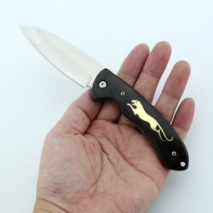 Navaja Plegable de Acero Compuesto de 3 Capas, Diseño Personalizado con Patrón de Leopardo, Mango de Ébano, Navaja de Bolsillo Táctica para Supervivencia y Caza - Product Image 6