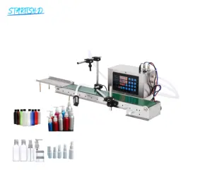 Customized Pump 1 Nozzle Online Desktop Continuous Filling Machine For Wines Cconveyor Belt