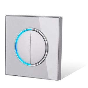 1/2/3/4 갱 1/2 방법 벽 빛 스위치 대형 조리개 LED 백라이트 유리 패널 블랙 - Product Image 3