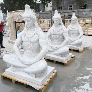 Religiöse Statue im Freien kunden spezifische Größe weiße indische Lord Shiva Marmorstatue
