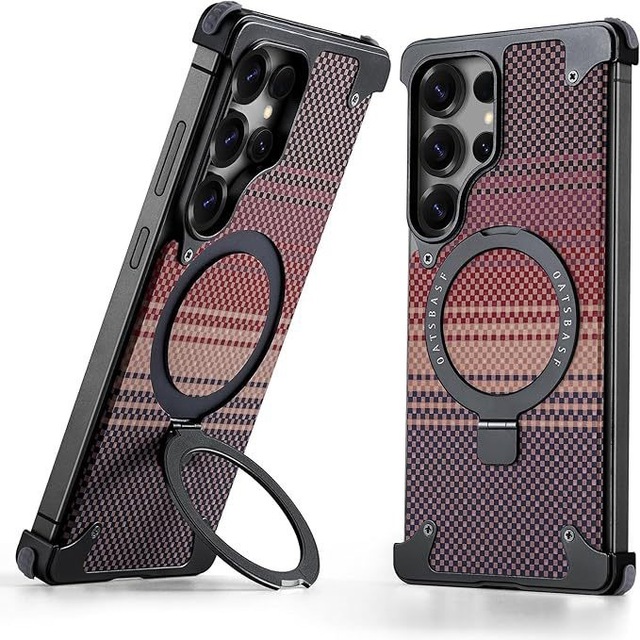 Luxury Ultra Metallic Frosting Aramid Carbon Fiber Case for for S25 Ultra Business Phone Case Magnetic Ring Shockproof